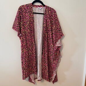 Posh Peanut Pink and Yellow Leopard Swim Coverup